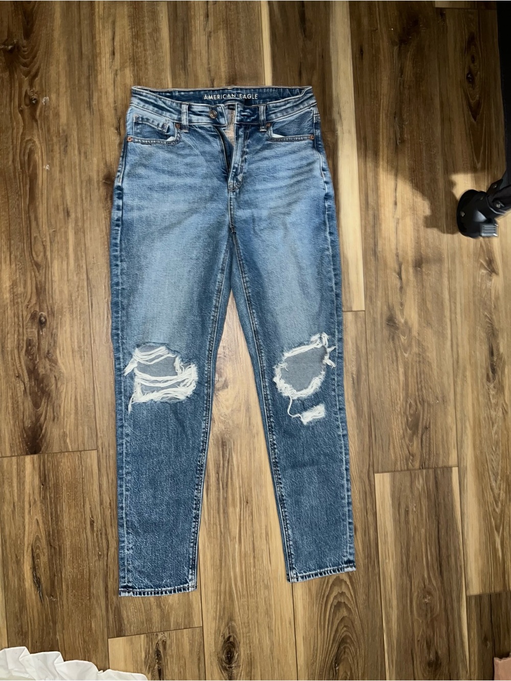 American Eagle Outfitters Light Blue Distressed Straight Leg Jeans